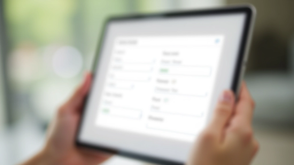 Form fields displayed on tablet screen with different input types and validation states